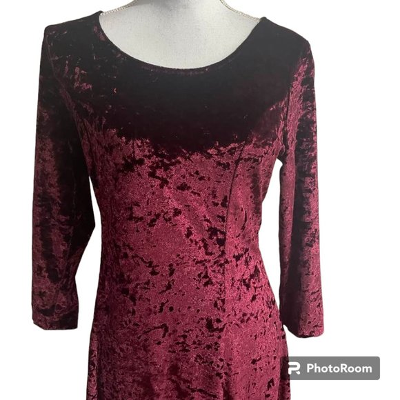 Crushed Velvet Skater A-Line Flirty Mini Burgundy Long Sleeves Cocktail … - Picture 13 of 16